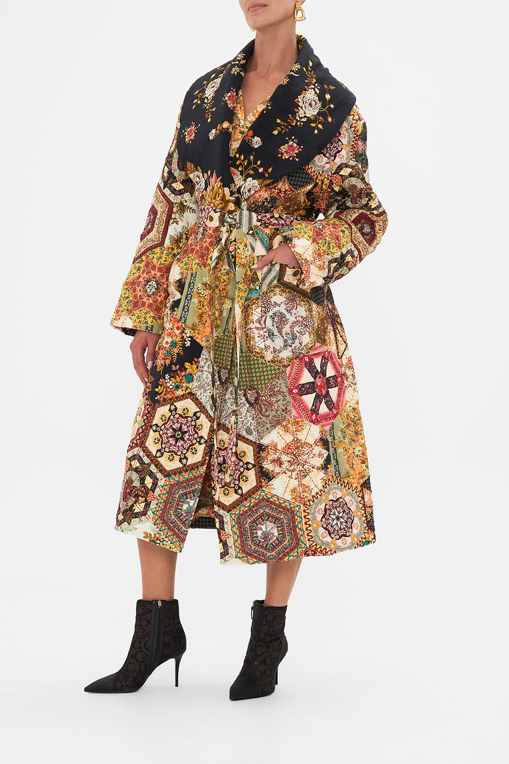 QUILTED LONG WRAP COAT STITCHED IN TIME - Image 4