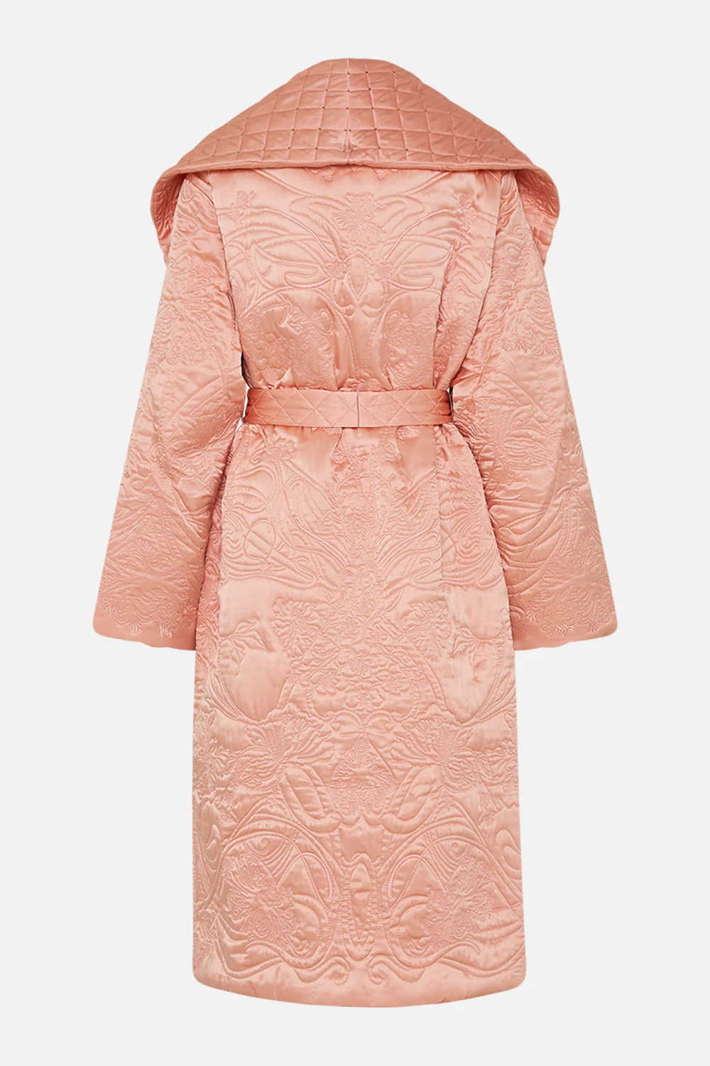 QUILTED LONG WRAP COAT BLOSSOMS AND BRUSHSTROKES - Image 8