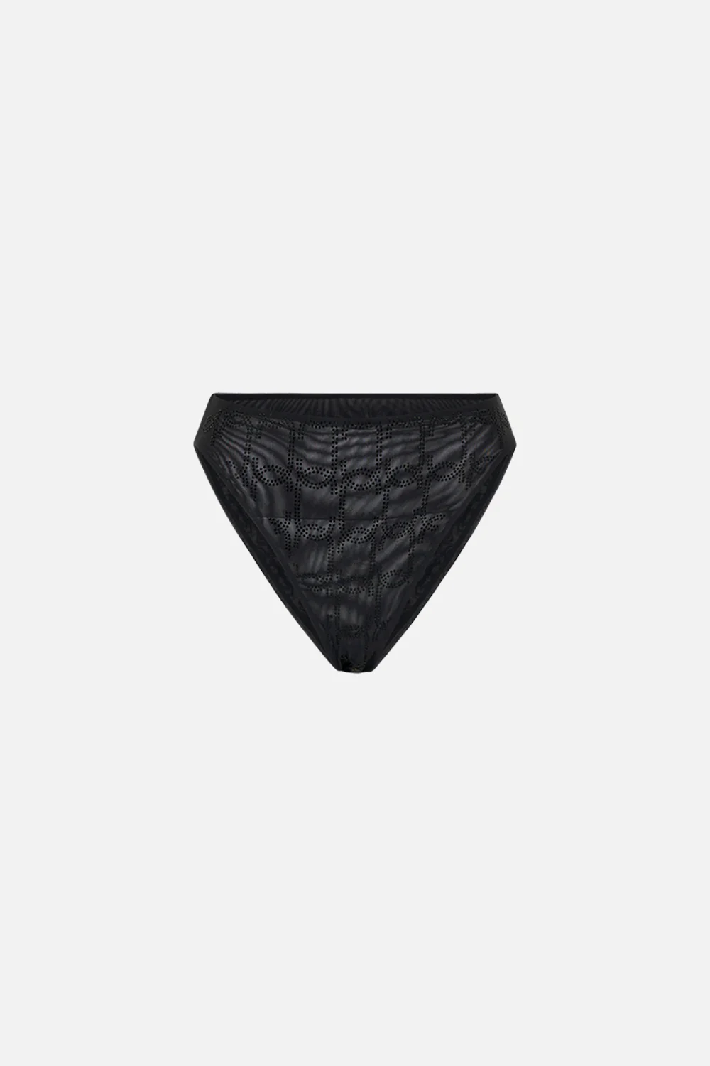 MESH HIGH WAIST HIGH LEG BRIEF SOLID BLACK - Image 3