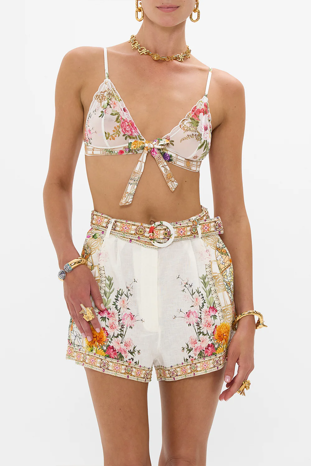 SCALLOPED EDGE BRA WITH BOW EGYPTIAN ROSE - Image 5