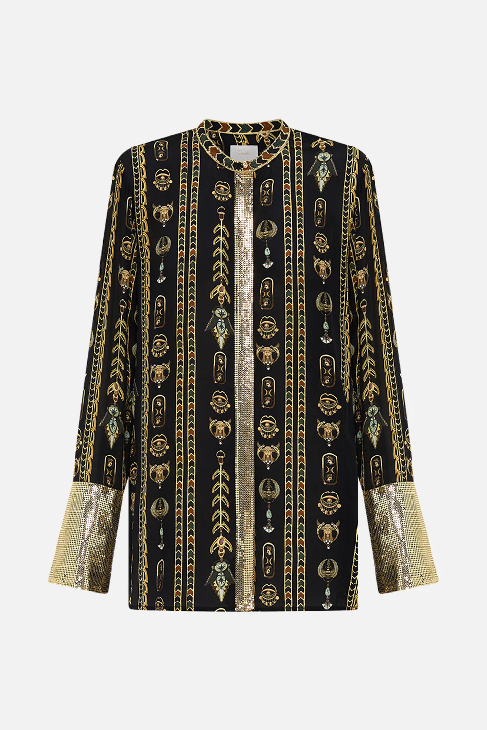 SHIRT WITH GILDED MESH PLACKET AND CUFFS THEY CALLED HER NEFERTARI - Image 3