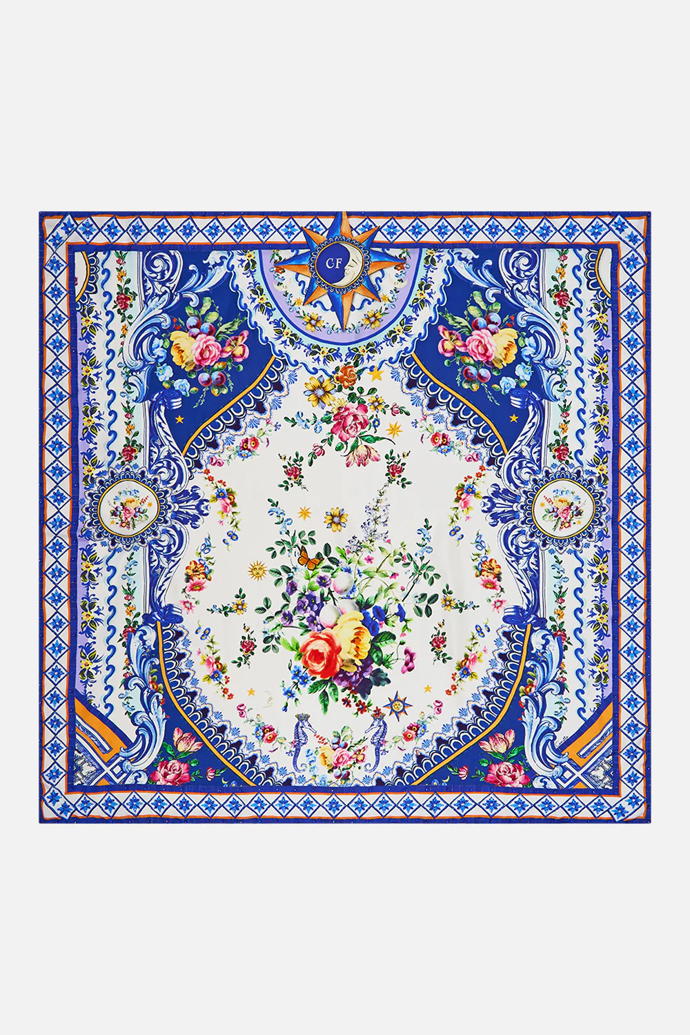 LARGE CRYSTALLED SILK SQUARE SCARF TILES DARLS - Image 2