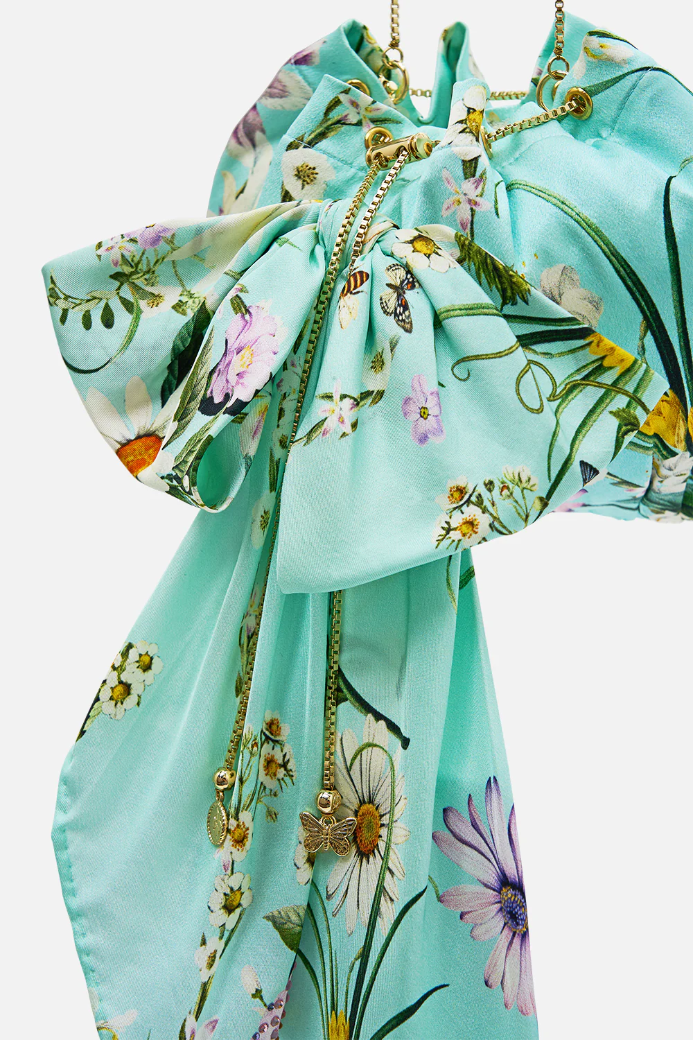 DRAWSTRING POUCH BAG WITH OVERSIZED BOW FLORAL FREEFALL - Image 2