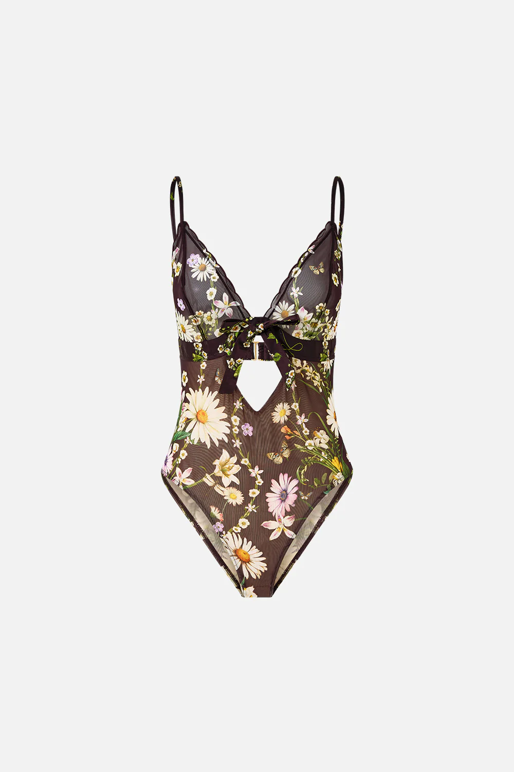 SCALLOPED EDGE TRIANGLE BODYSUIT WITH BOW FRONT DISH IT, DAISY - Image 3
