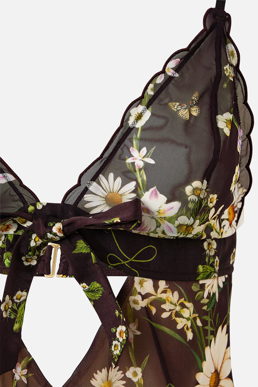 SCALLOPED EDGE TRIANGLE BODYSUIT WITH BOW FRONT DISH IT, DAISY - Image 6