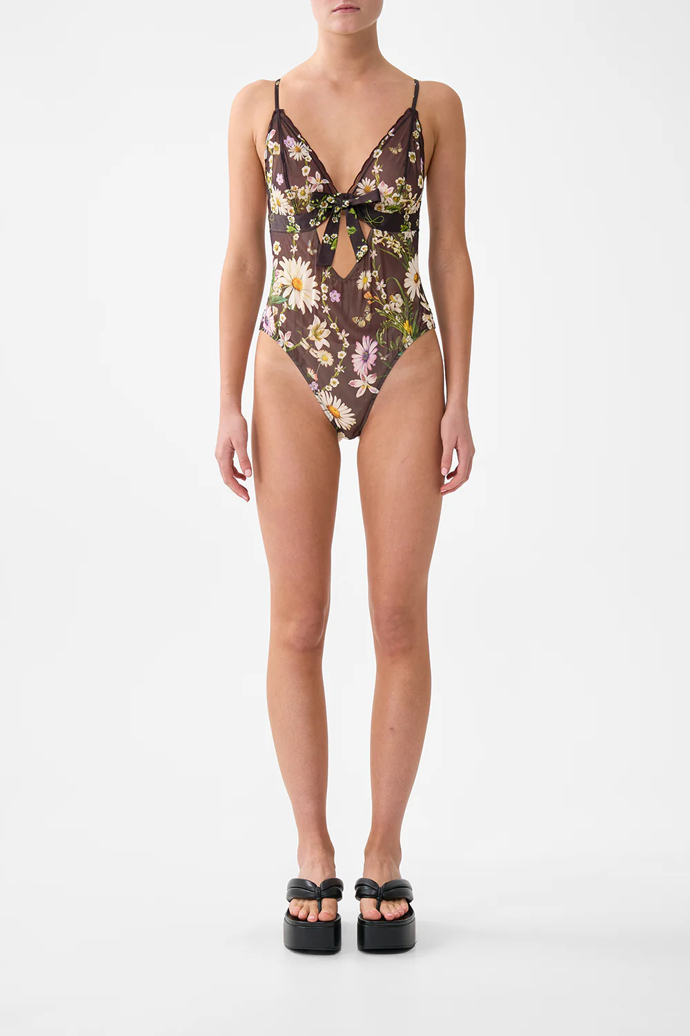 SCALLOPED EDGE TRIANGLE BODYSUIT WITH BOW FRONT DISH IT, DAISY - Image 7
