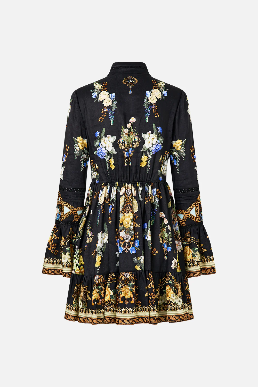 HIGH NECK SHORT DRESS WITH RUFFLE CUFF OTTOMAN ELEGANCE - Image 6