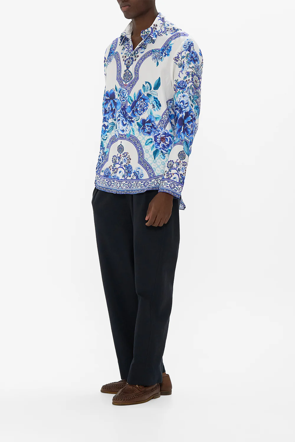 LONG SLEEVE HIDDEN PLACKET SHIRT A CERAMIC GARDEN - Image 4