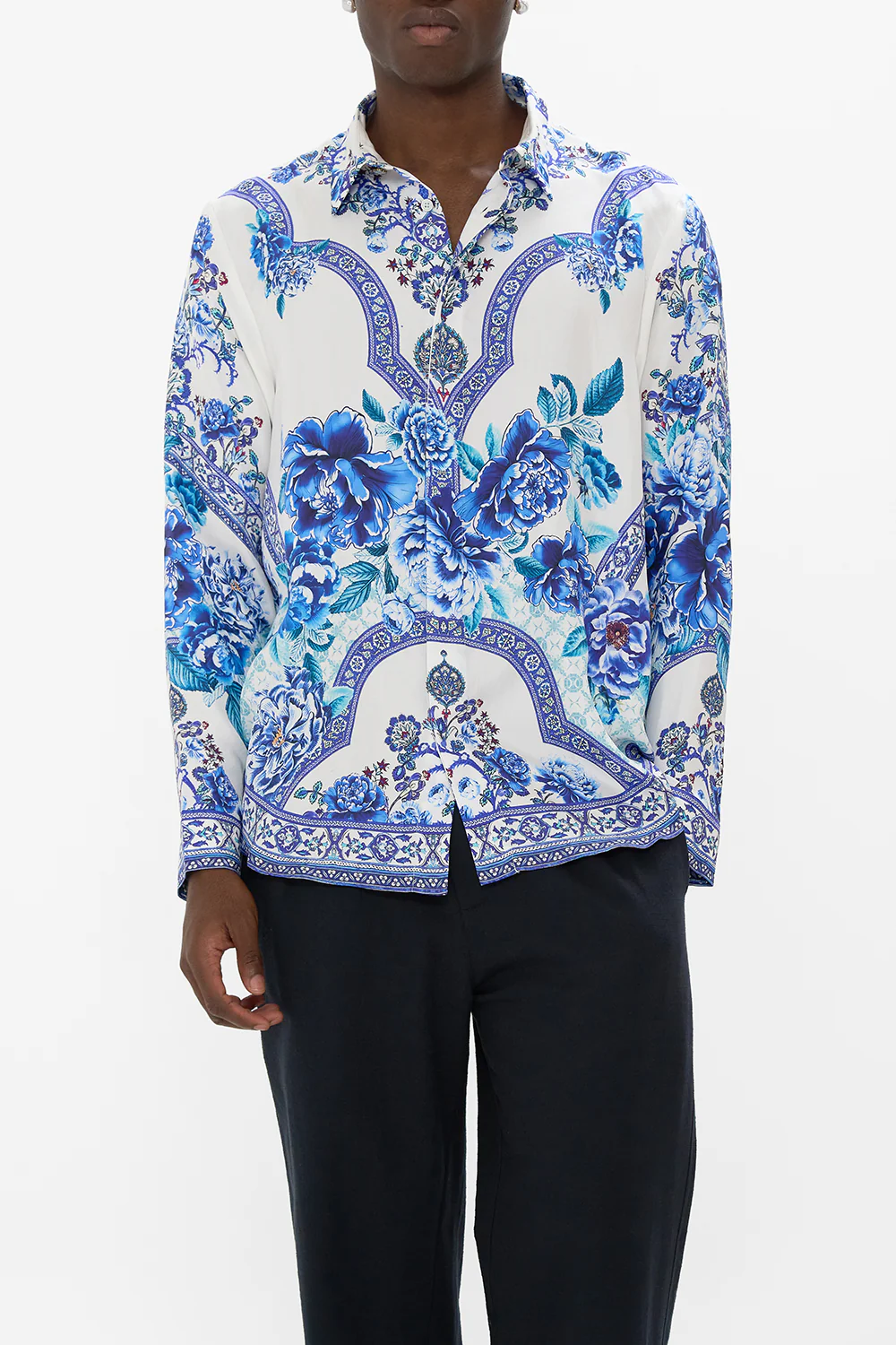 LONG SLEEVE HIDDEN PLACKET SHIRT A CERAMIC GARDEN - Image 5