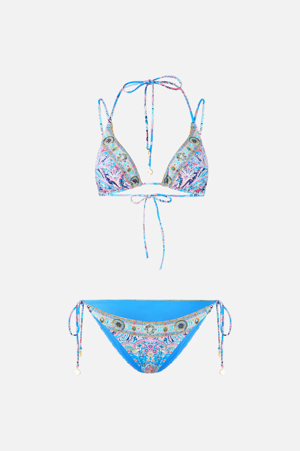 MULTI STRAP TIE TRI BIKINI SET W RING TRIMS FOOTSTEPS IN FOLKLORE - Image 3