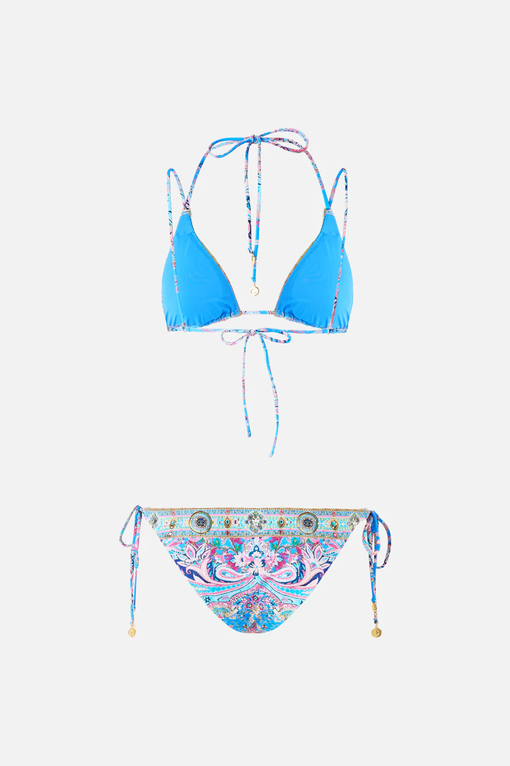 MULTI STRAP TIE TRI BIKINI SET W RING TRIMS FOOTSTEPS IN FOLKLORE - Image 6