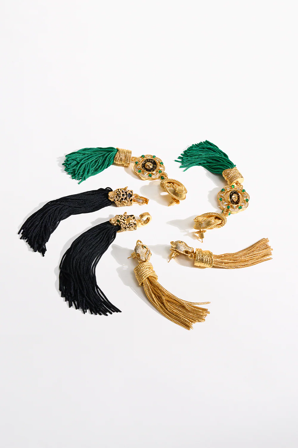 FIERCE FOLKLORE BLACK TASSEL EARRINGS GOLD - Image 4