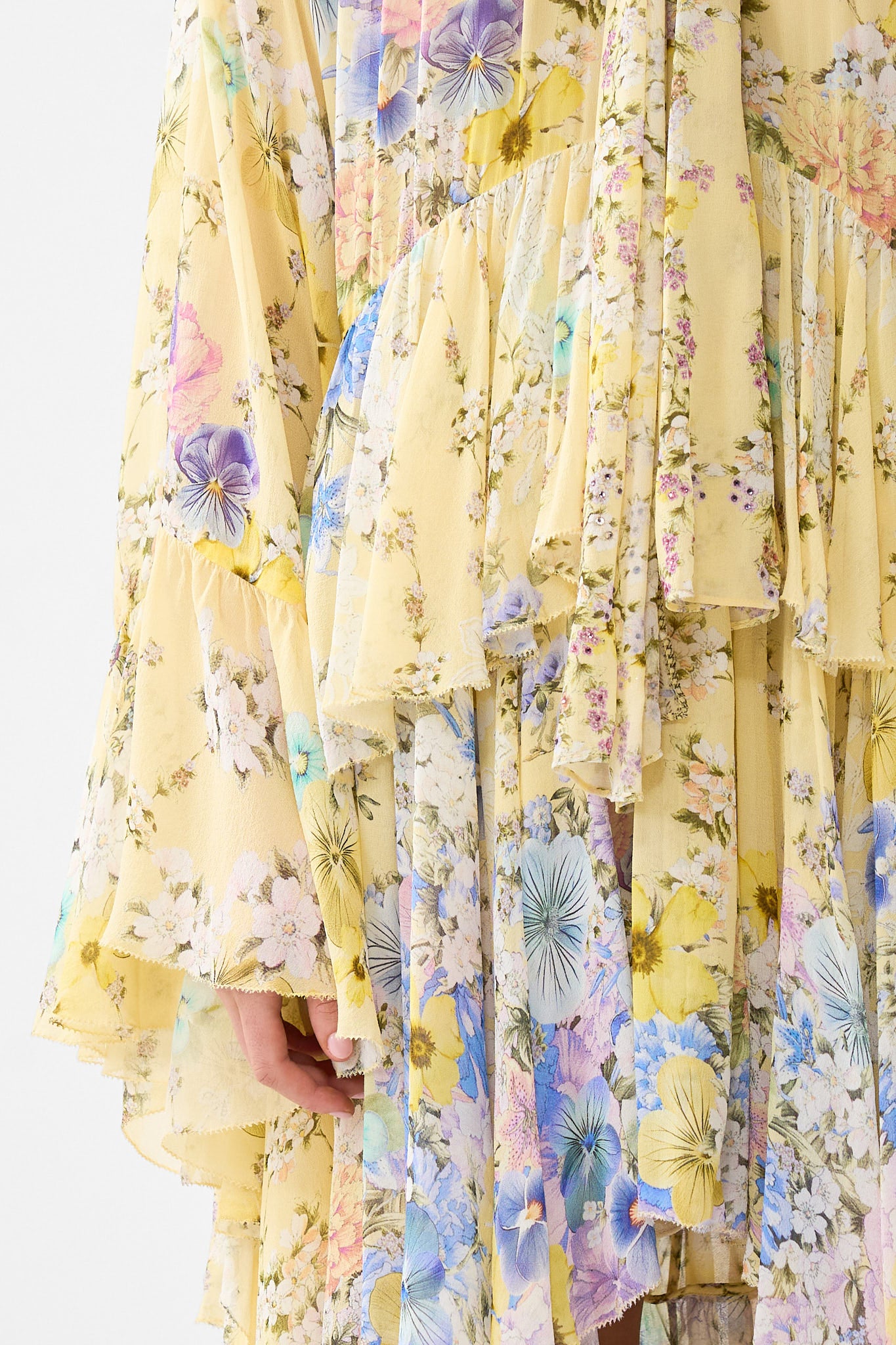 RUFFLE HIGH LOW DRESS WITH LONG SLEEVE DARLING BUDS - Image 7