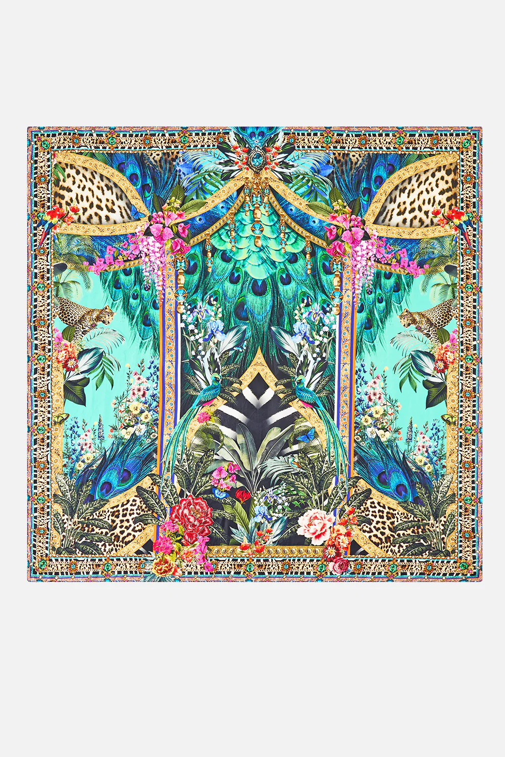 LARGE CRYSTALLED SILK SQUARE SCARF ANIMAL ALCHEMY - Image 2