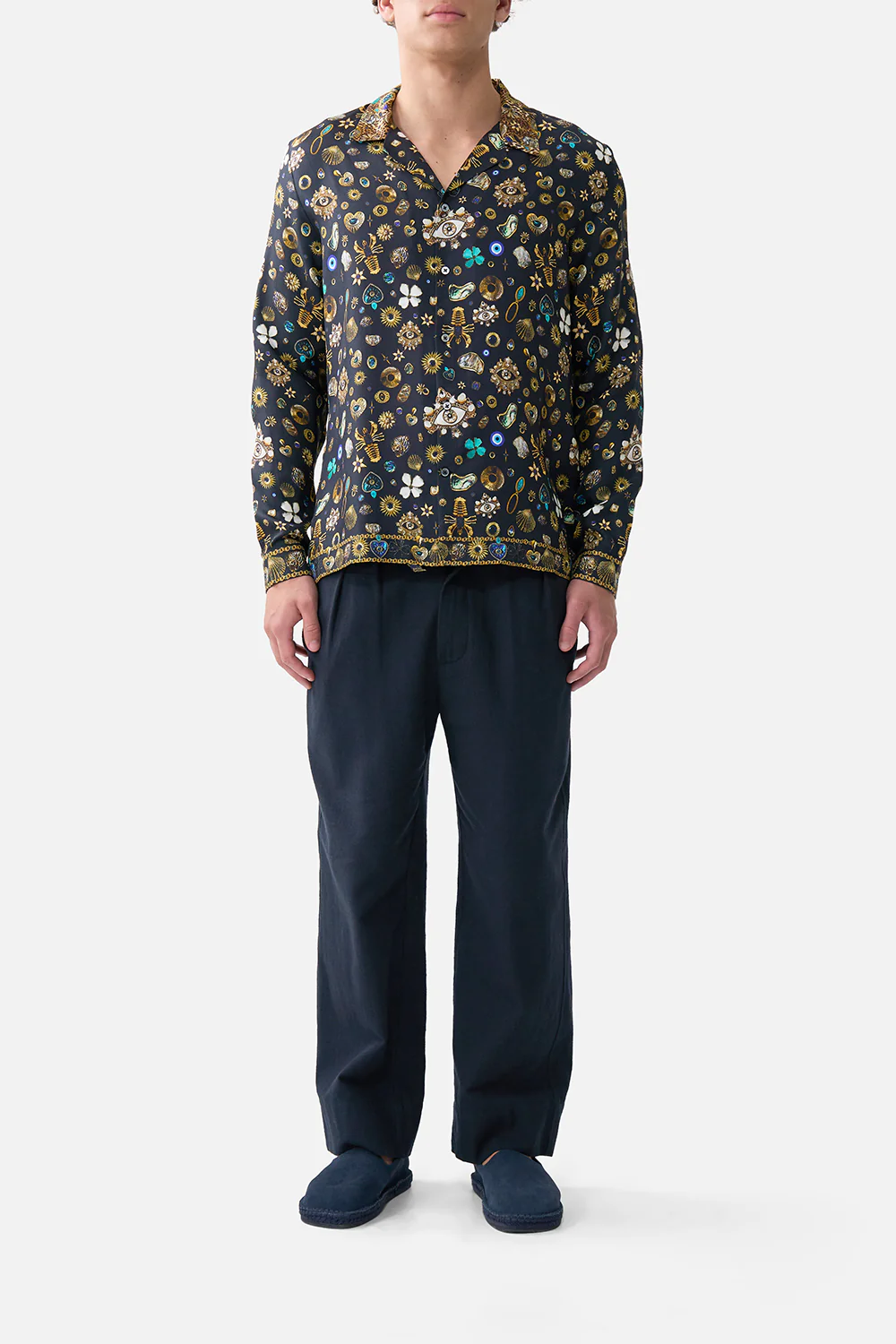 LONG SLEEVE CAMP COLLARED SHIRT AMULETS AND ALCHEMY