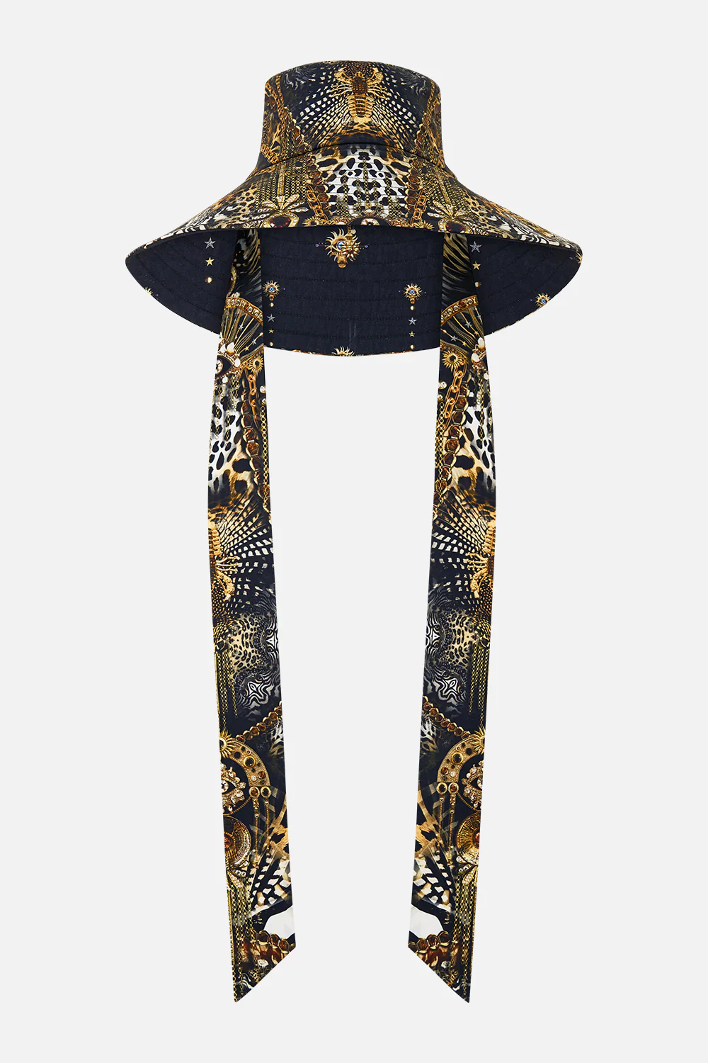 WIDE BRIM BUCKET HAT WITH TIE FELINE FOLKLORE