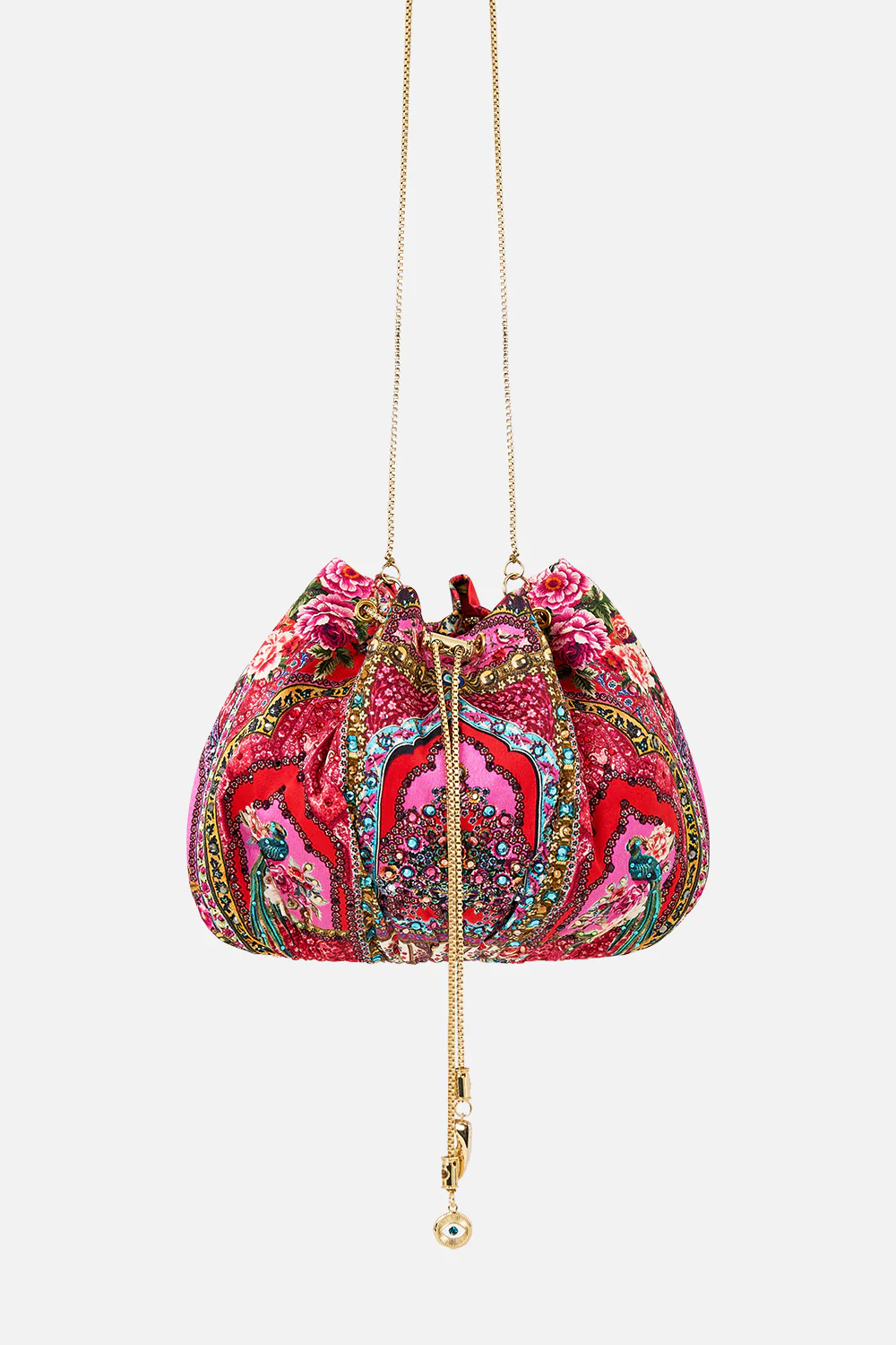 DRAWSTRING POUCH BAG WITH CHAIN STRAP HEIRLOOM EMPIRE