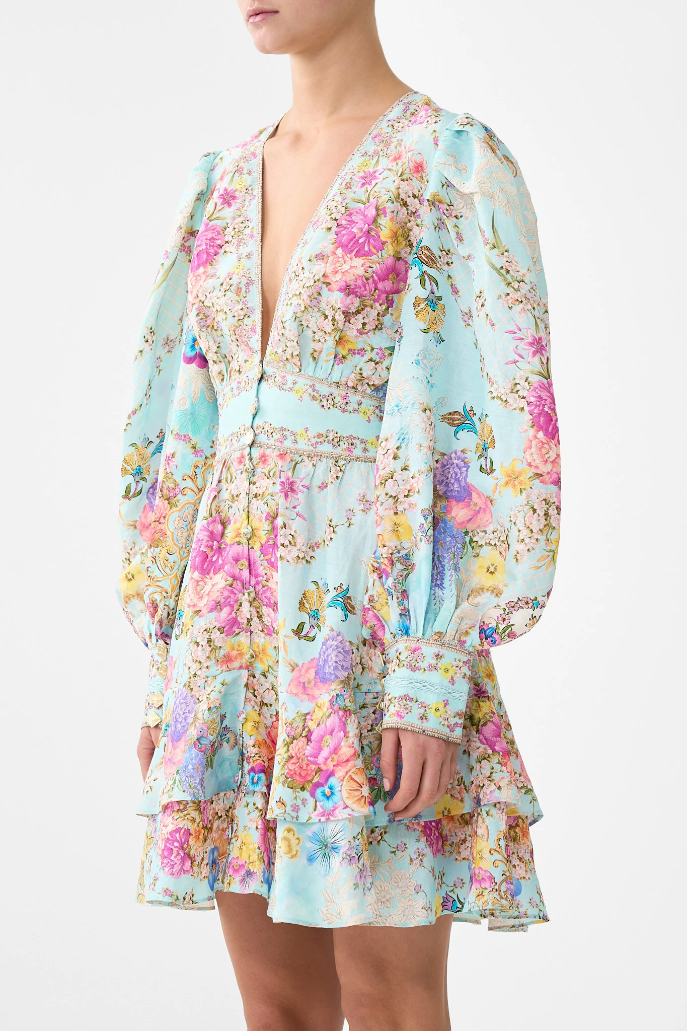 BUTTON FRONT FRILL DRESS BAZAAR BLOOMS - Image 5