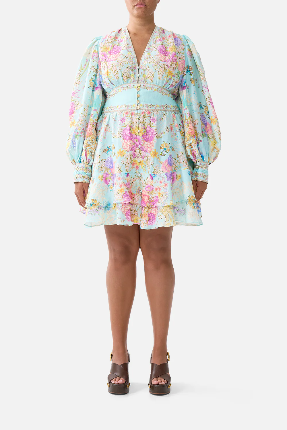BUTTON FRONT FRILL DRESS BAZAAR BLOOMS - Image 9