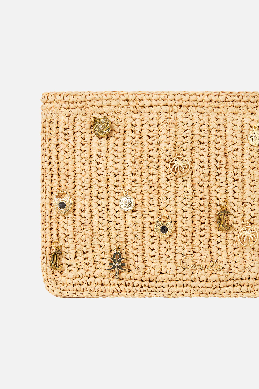RAFFIA CLUTCH WITH CHARMS NATURAL - Image 2