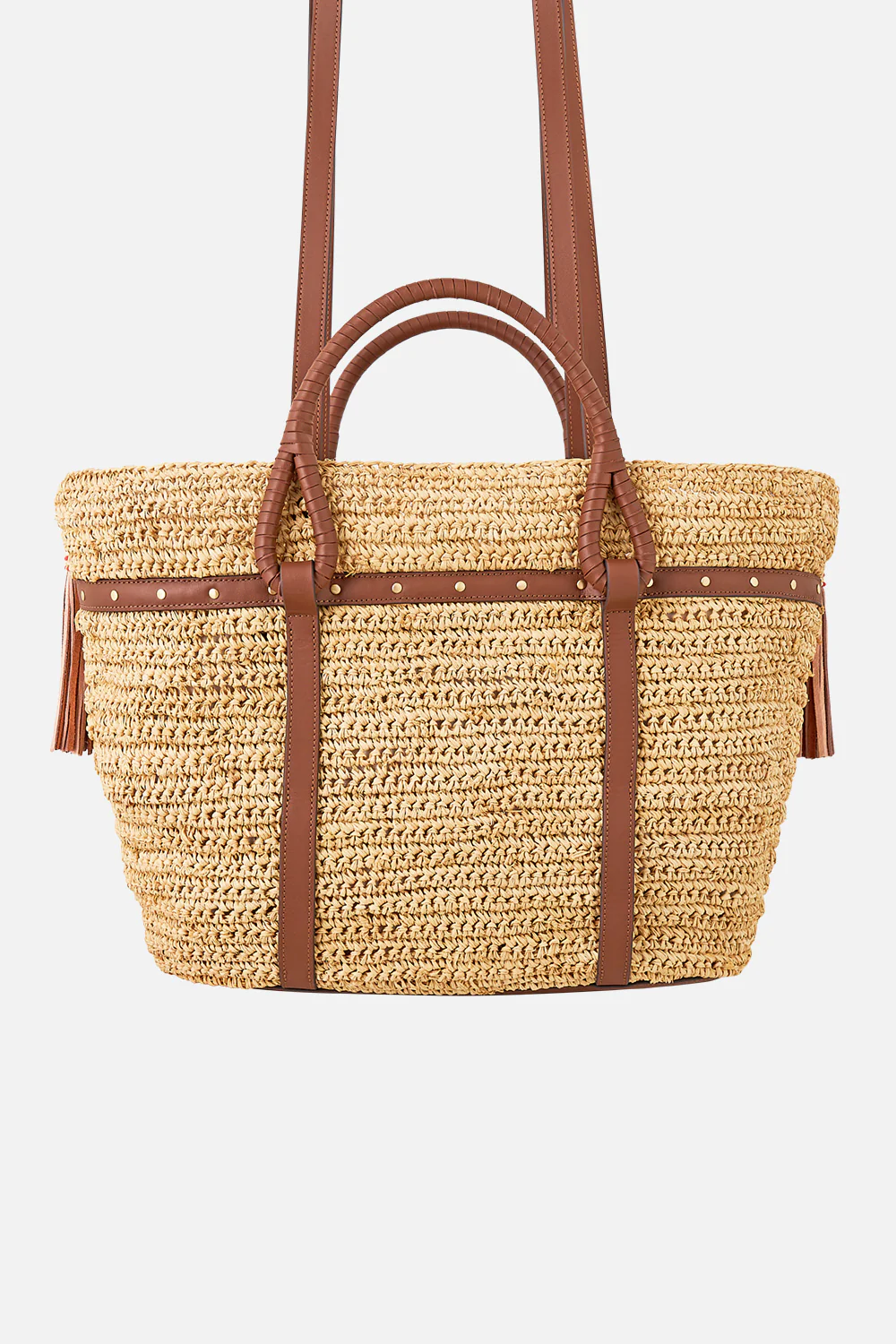 RAFFIA TOTE WITH TASSELS NATURAL - Image 2