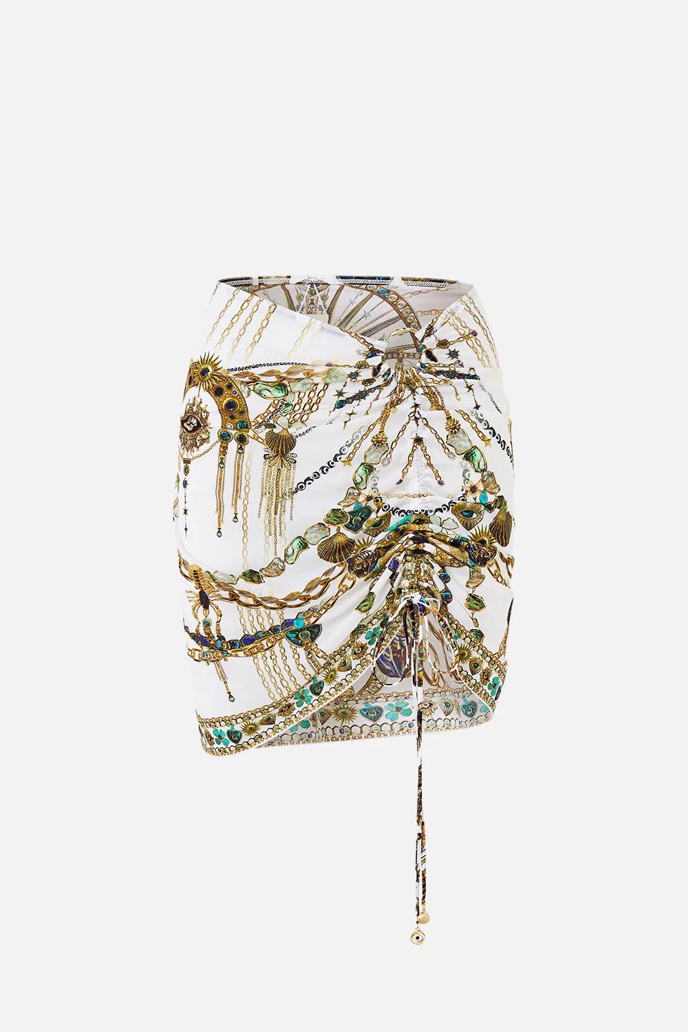 RUCHED SHORT SARONG WITH RING FRONT TRIM CHAIN GANG - Image 3