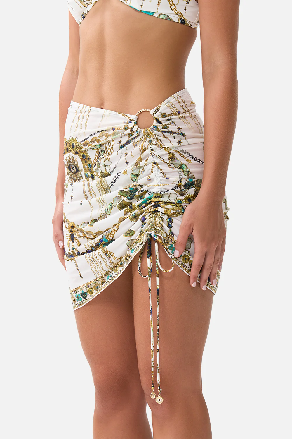 RUCHED SHORT SARONG WITH RING FRONT TRIM CHAIN GANG - Image 5