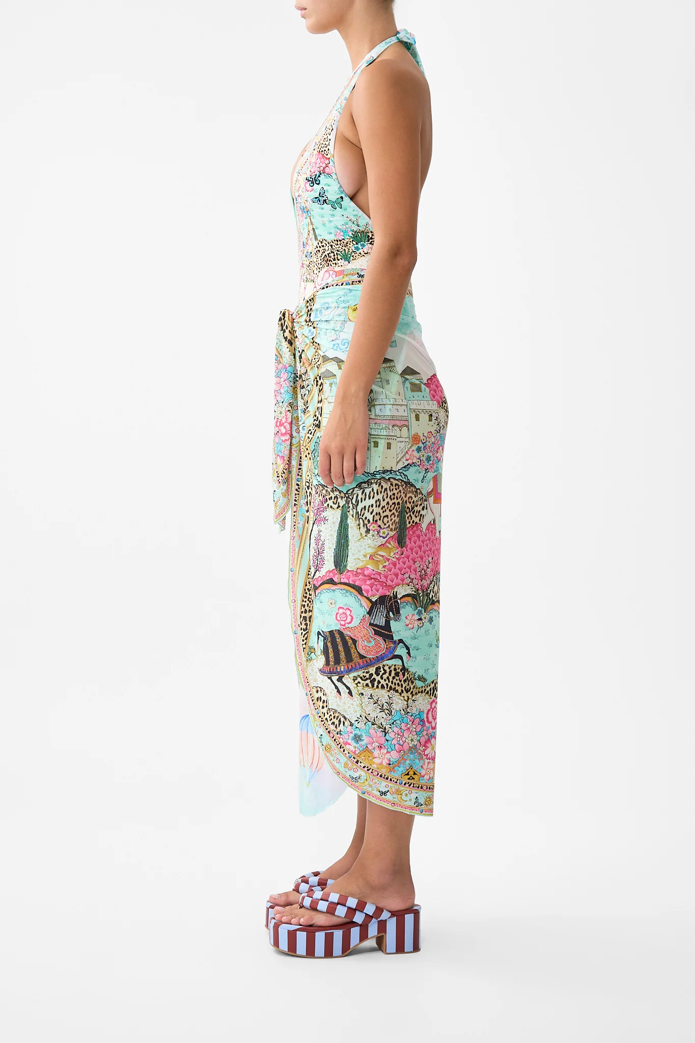 LAYERED MAXI SARONG WITH TIE FRONT MINIATURE MOMENTS - Image 4