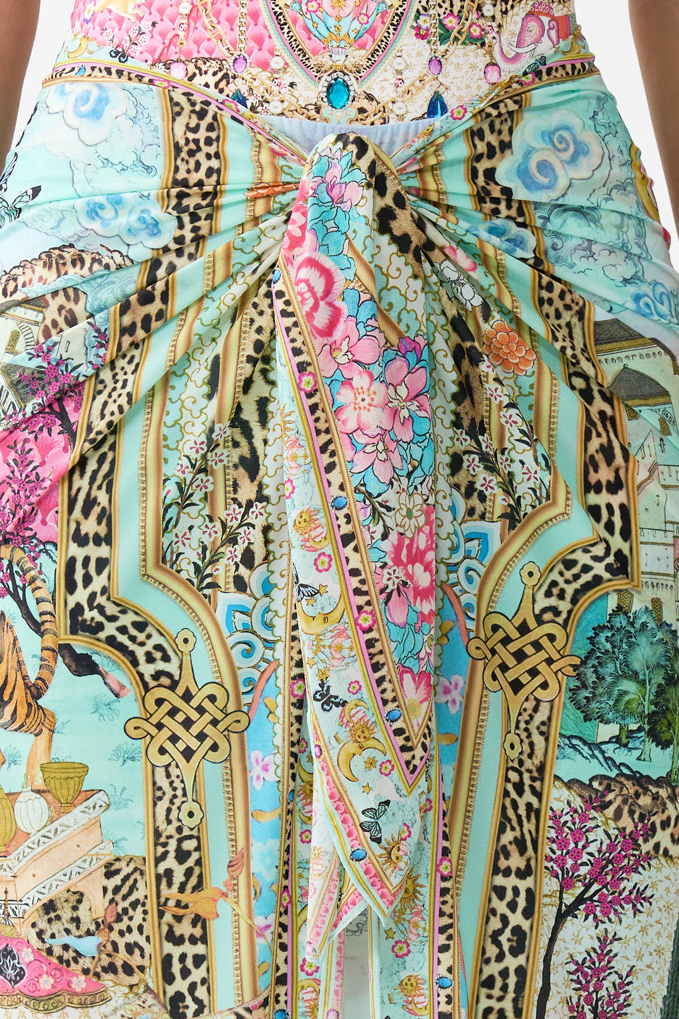 LAYERED MAXI SARONG WITH TIE FRONT MINIATURE MOMENTS - Image 6