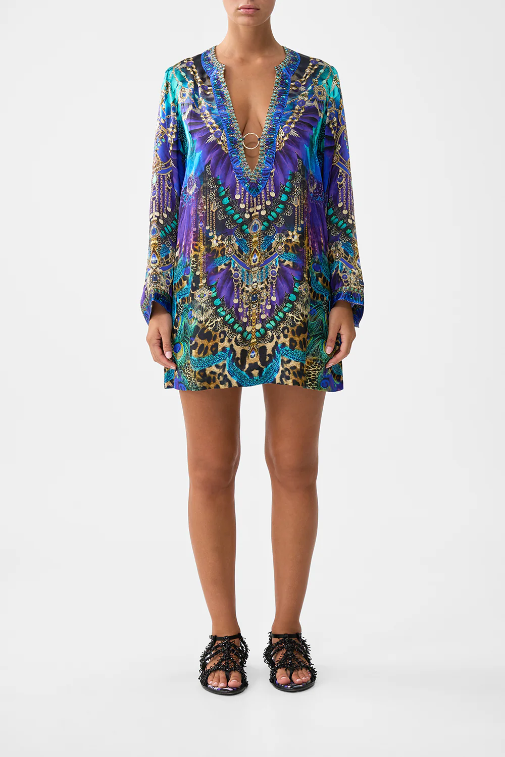 DEEP V NECK HARDWARE SHORT KAFTAN COSMIC ZOOLOGY