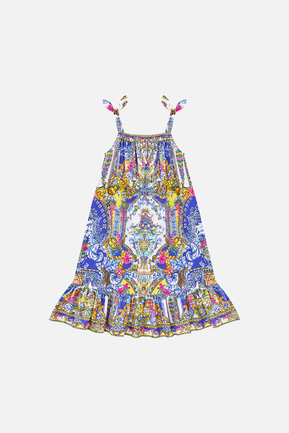 KIDS DRAWSTRING MAXI DRESS WITH BOW STRAPS ESPAÑA NIRVANA