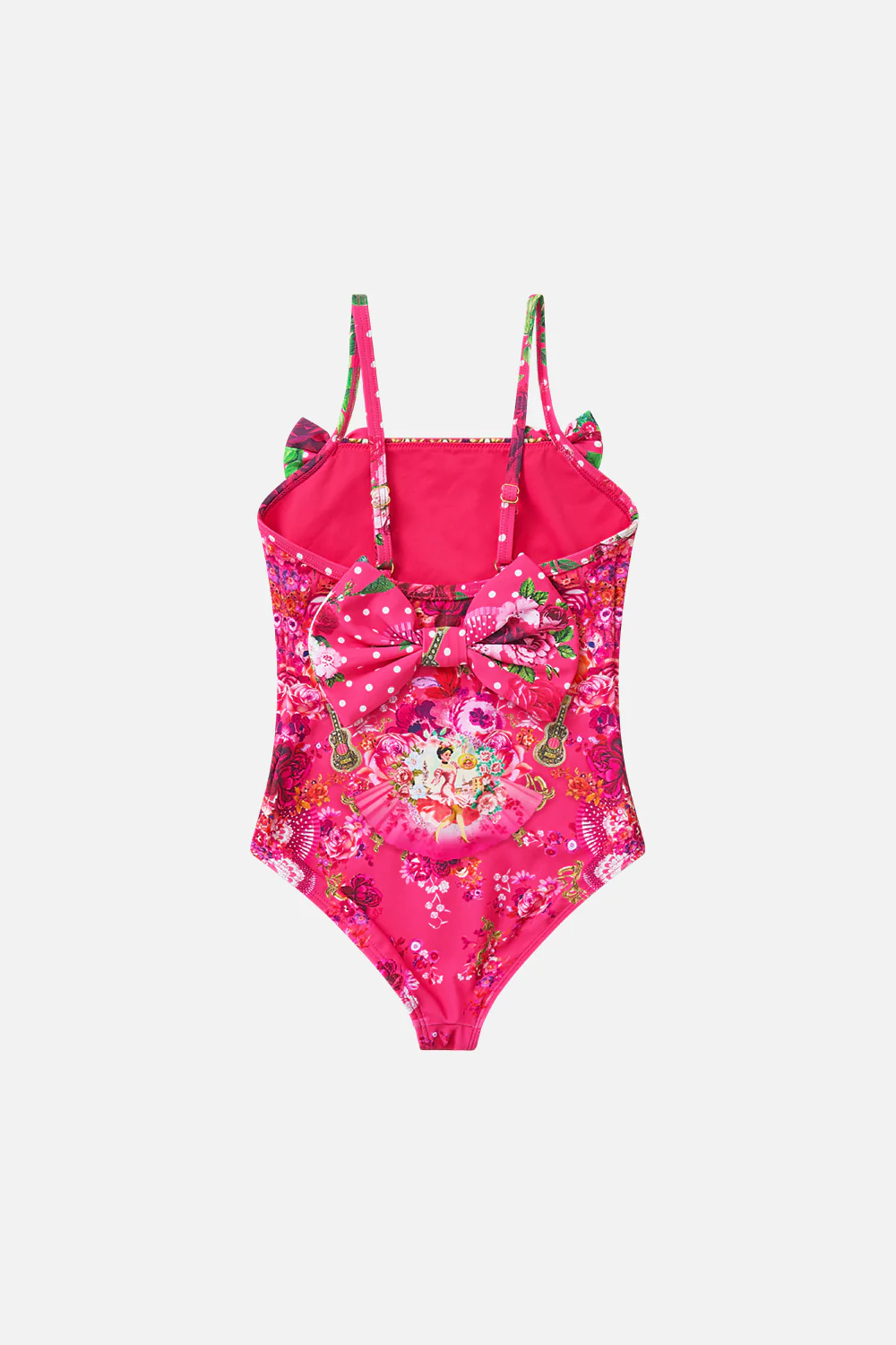 KIDS STRAIGHT NECK ONE PIECE WITH BOWS FLAMENCO ROSE - Image 2