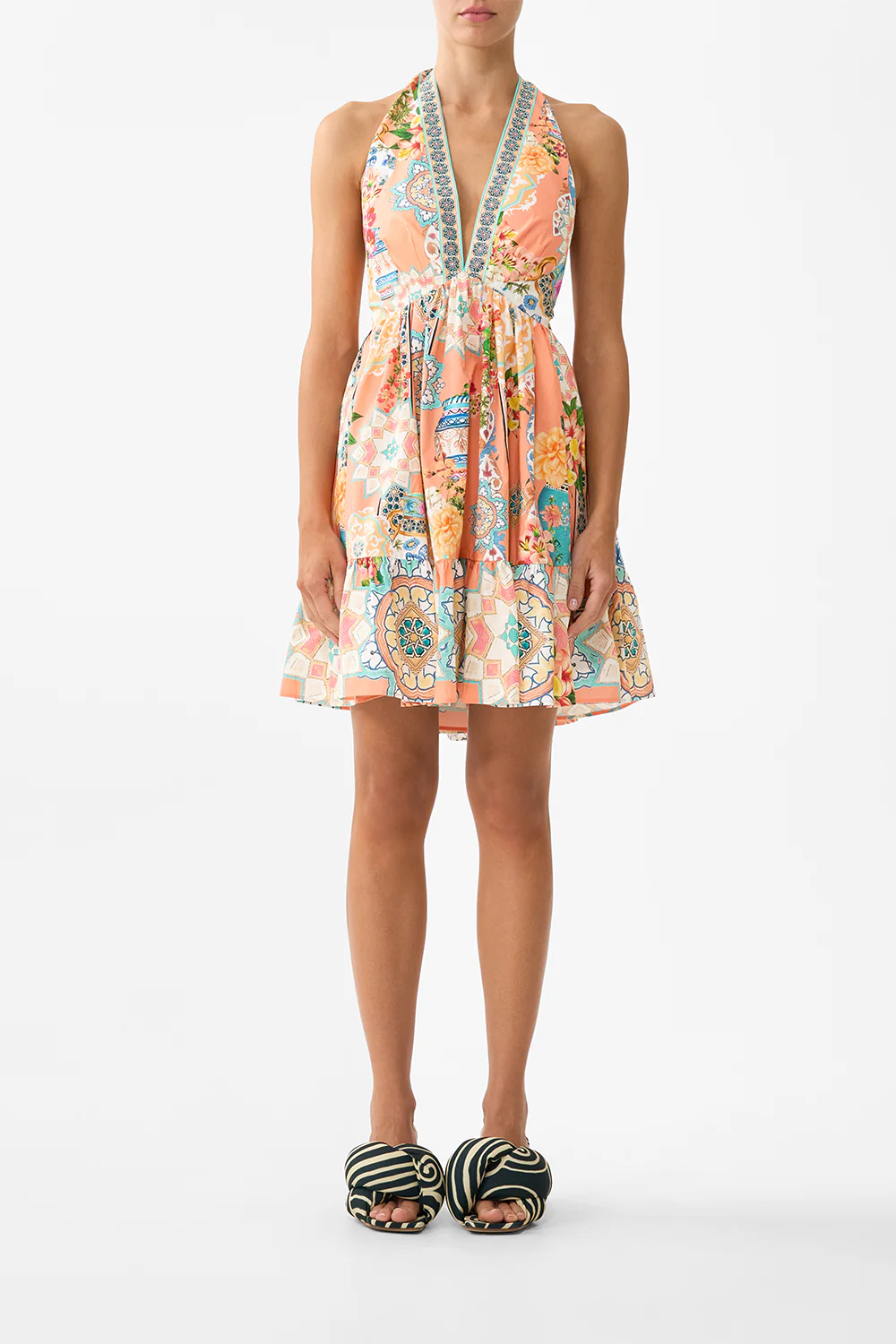 RUFFLE HEM HALTER SHORT DRESS MEET ME IN MALLORCA