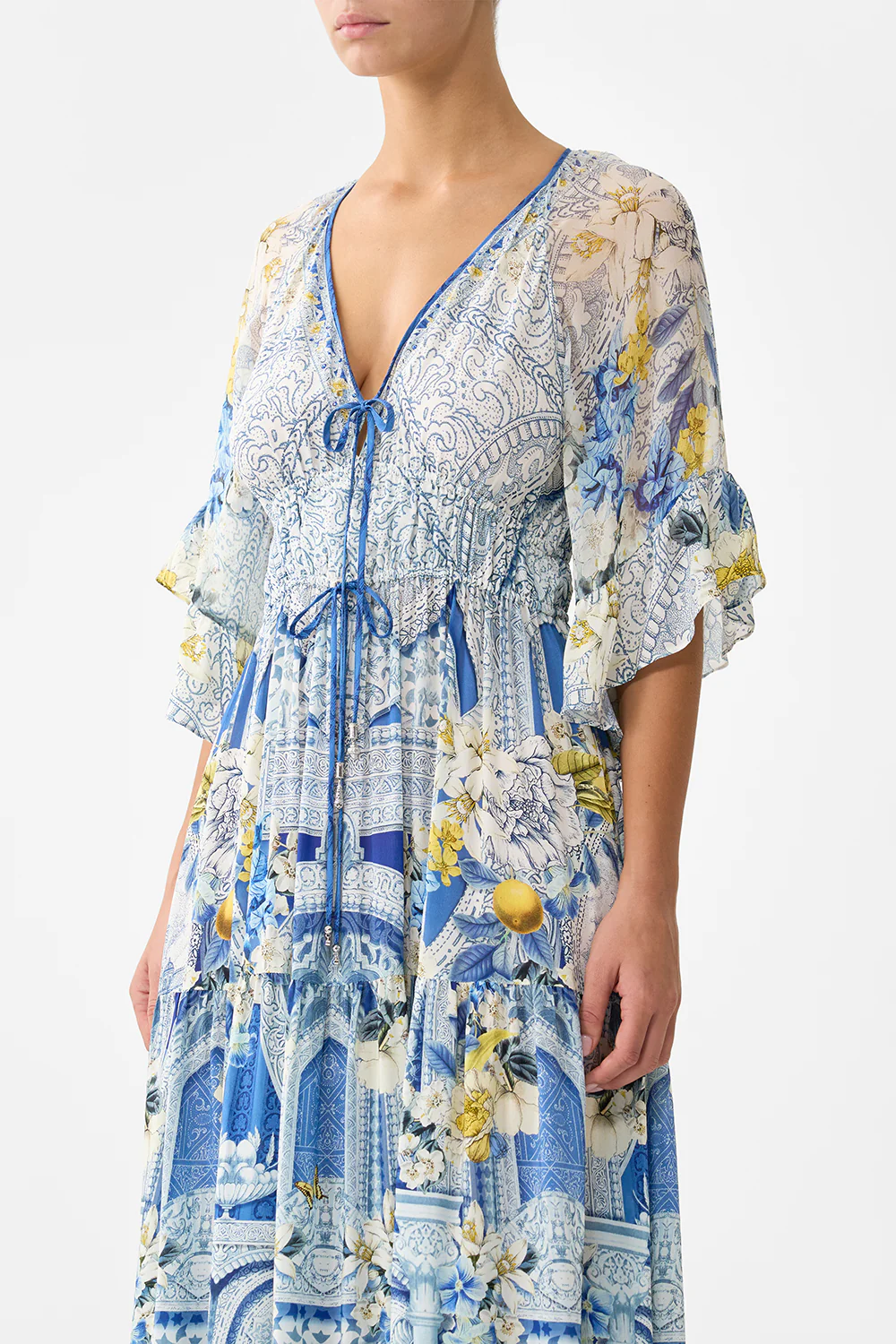 RUFFLE SLEEVE LONG DRESS DE NADA GRANADA - Image 5