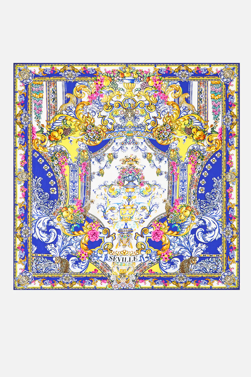 LARGE CRYSTALLED SILK SQUARE SCARF ESPAÑA NIRVANA - Image 2