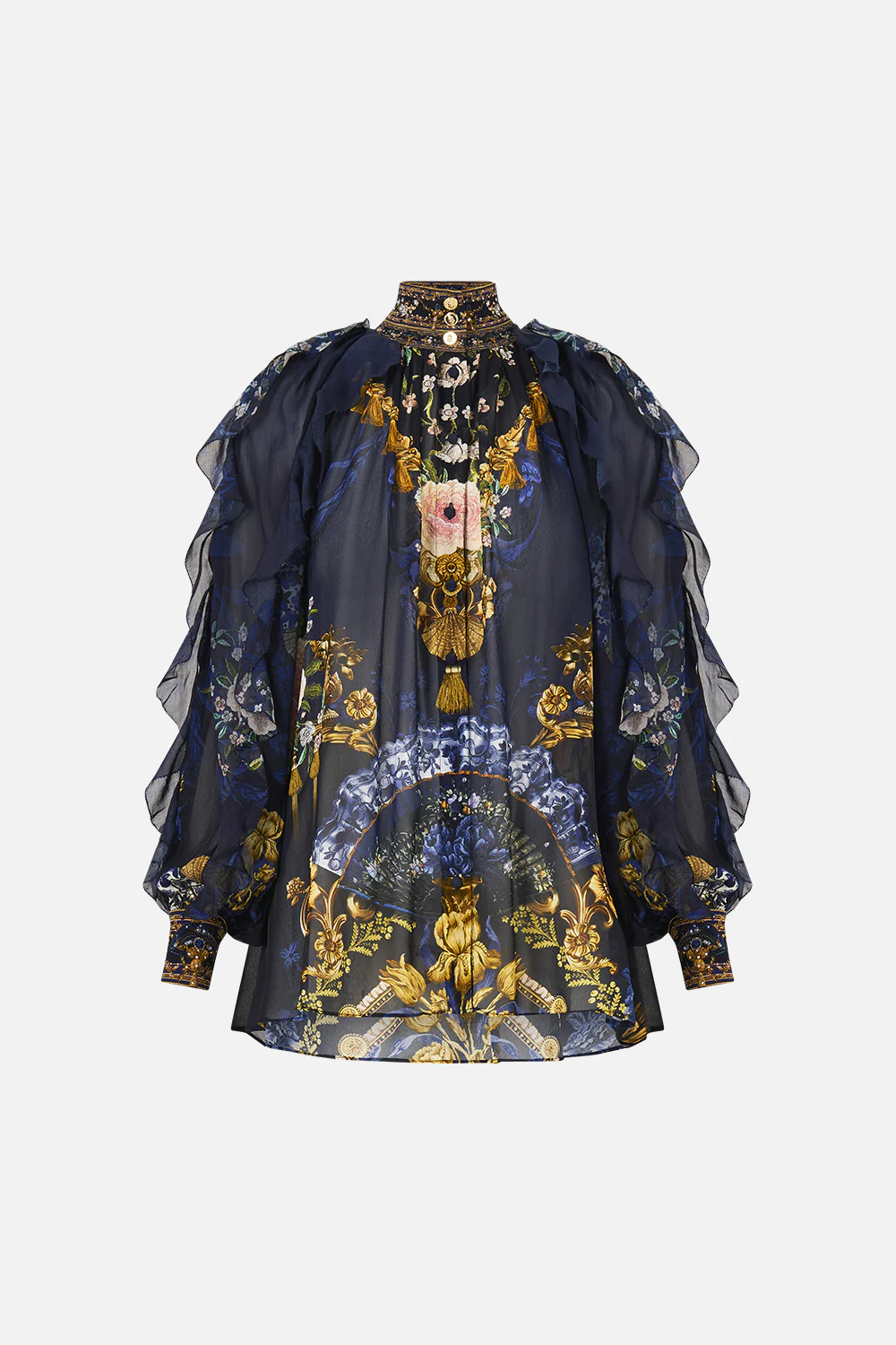RELAXED BLOUSE WITH FRILL SLEEVE DETAIL NOTES FROM THE BLUE ROOM