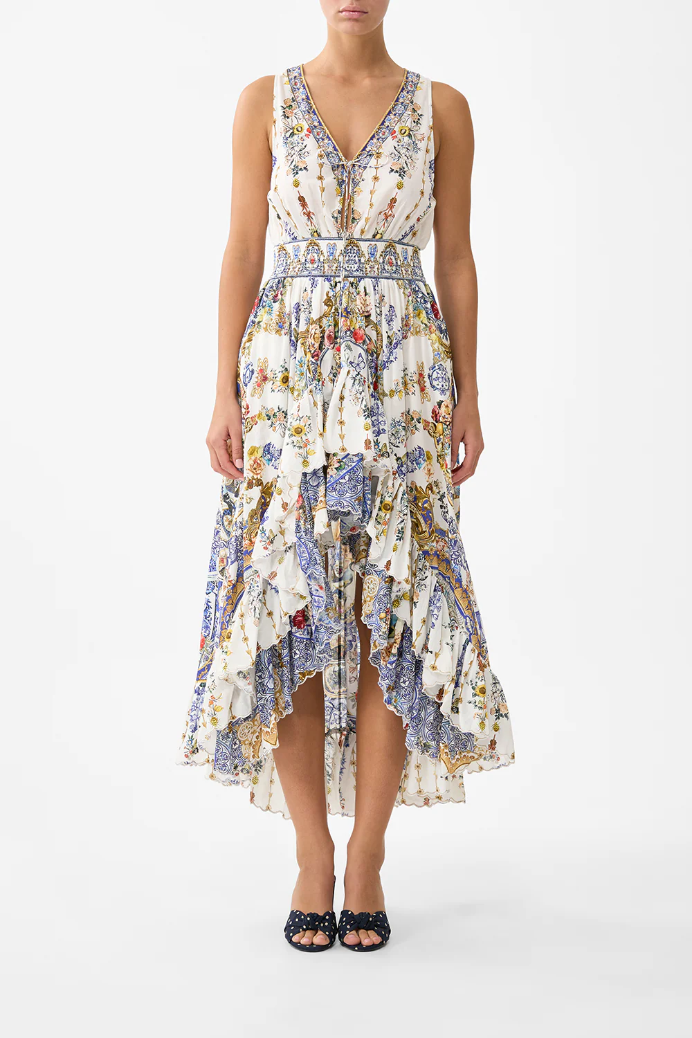 V NECKLINE HIGH LOW DRESS THE POTTERY PARLOUR