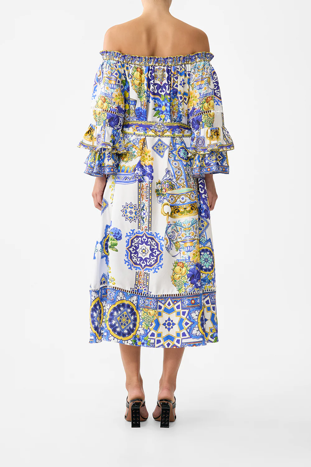 OFF SHOULDER MIDI DRESS WITH FRILL SLEEVE ESPAÑA NIRVANA - Image 2