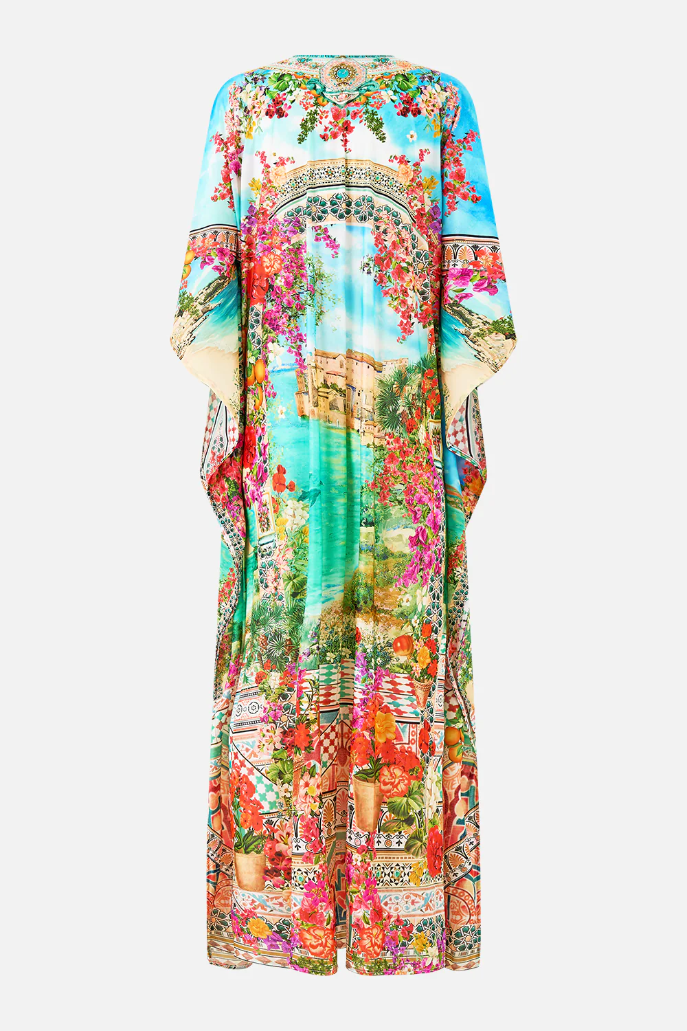 LONG V NECK KAFTAN WITH RING FRONT TRIM MEET ME IN MALLORCA - Image 7