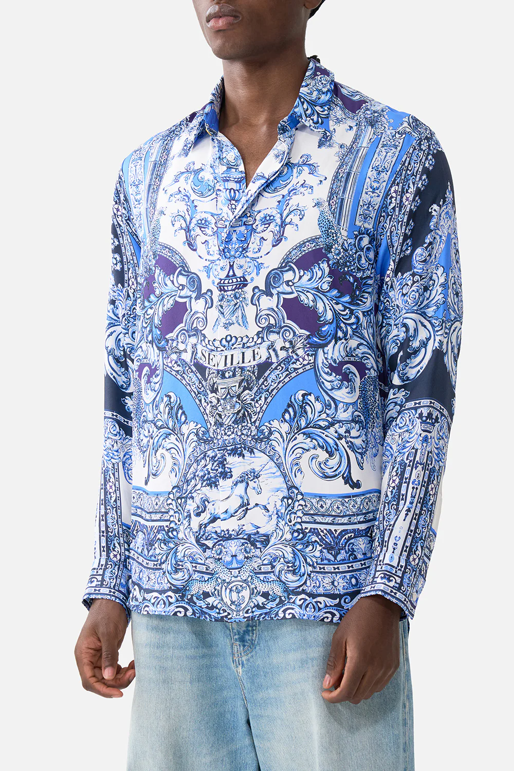 LONG SLEEVE HIDDEN PLACKET SHIRT A TILED WONDERLAND - Image 5