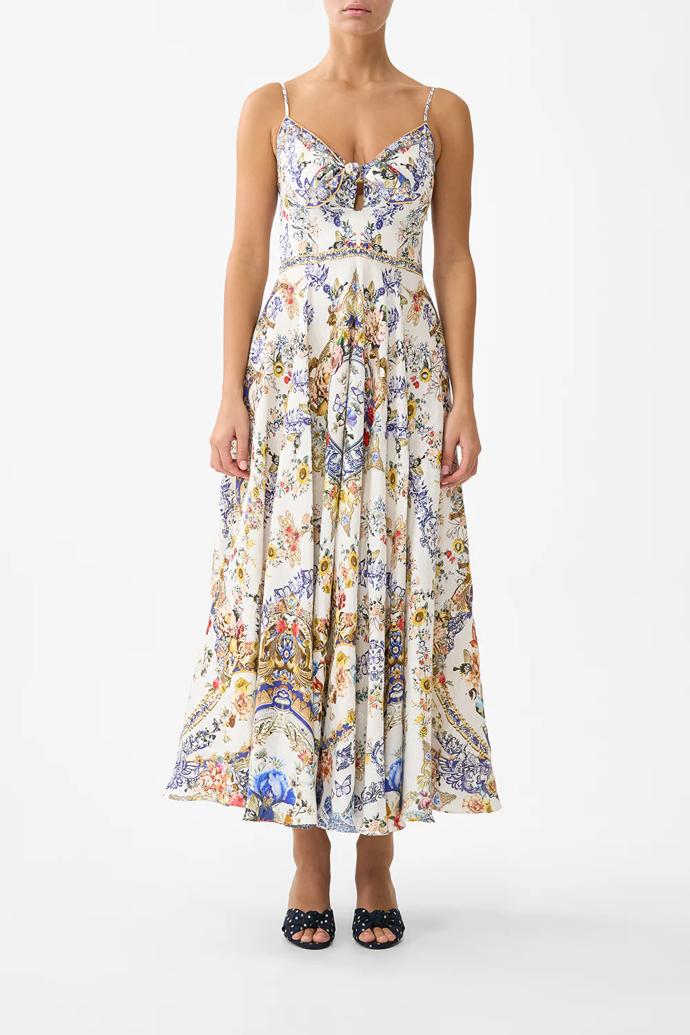 LONG DRESS WITH TIE FRONT THE POTTERY PARLOUR