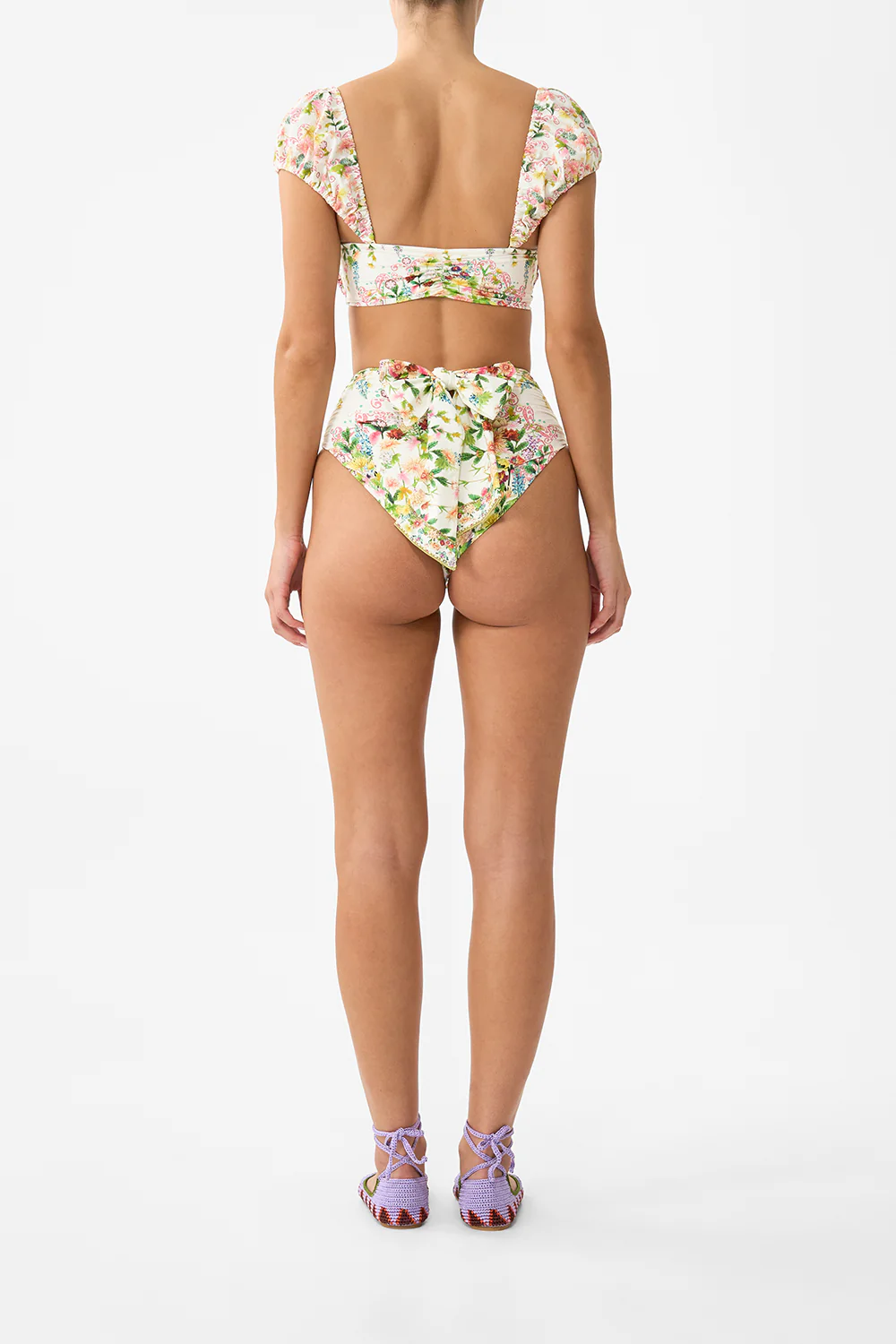 TIE FRONT UNDERWIRE BIKINI TOP WITH PUFF SLEEVE THE CALL OF CATALONIA - Image 2