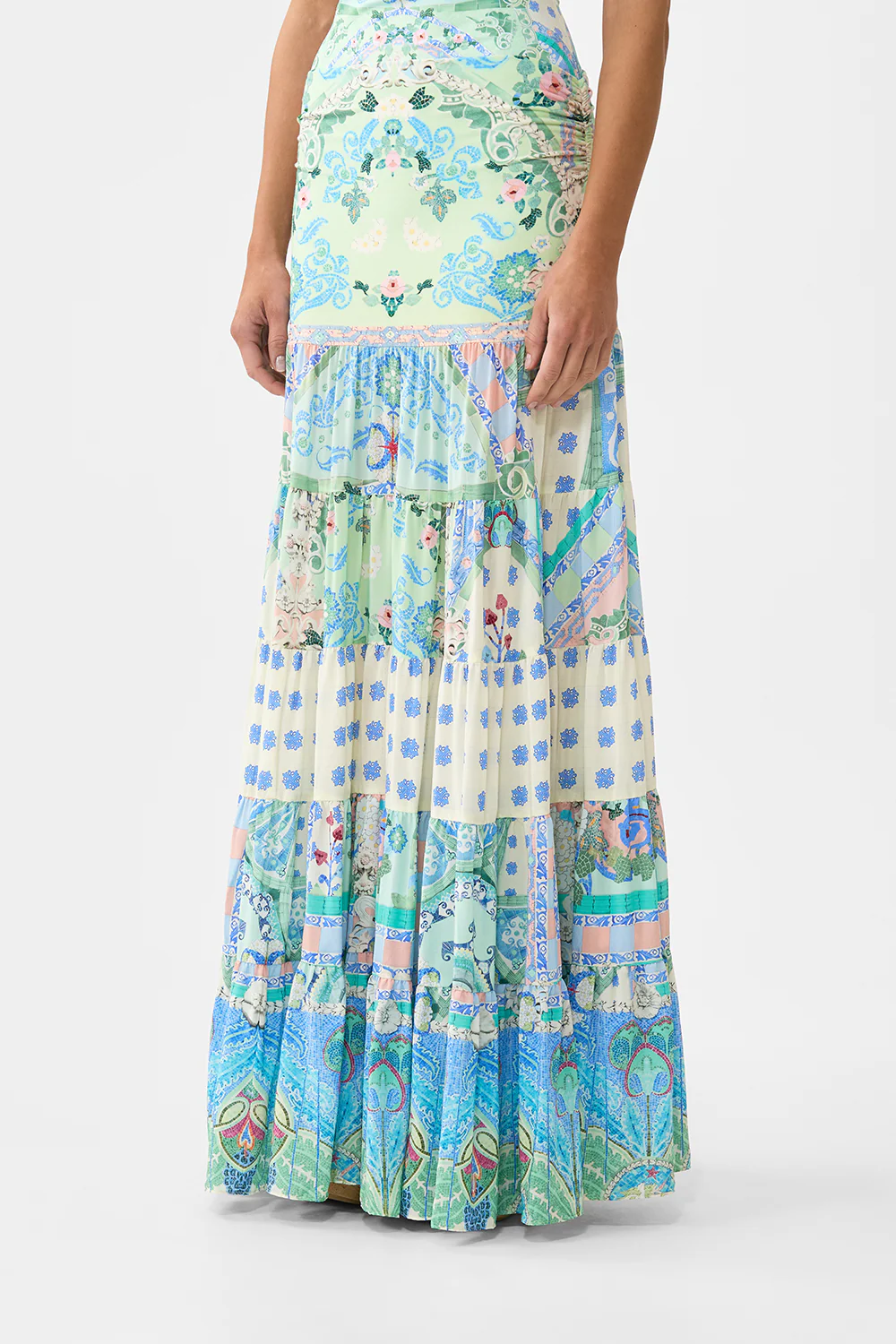 JERSEY SPLICED TIERED SKIRT MIDSUMMER MOSAICS - Image 5