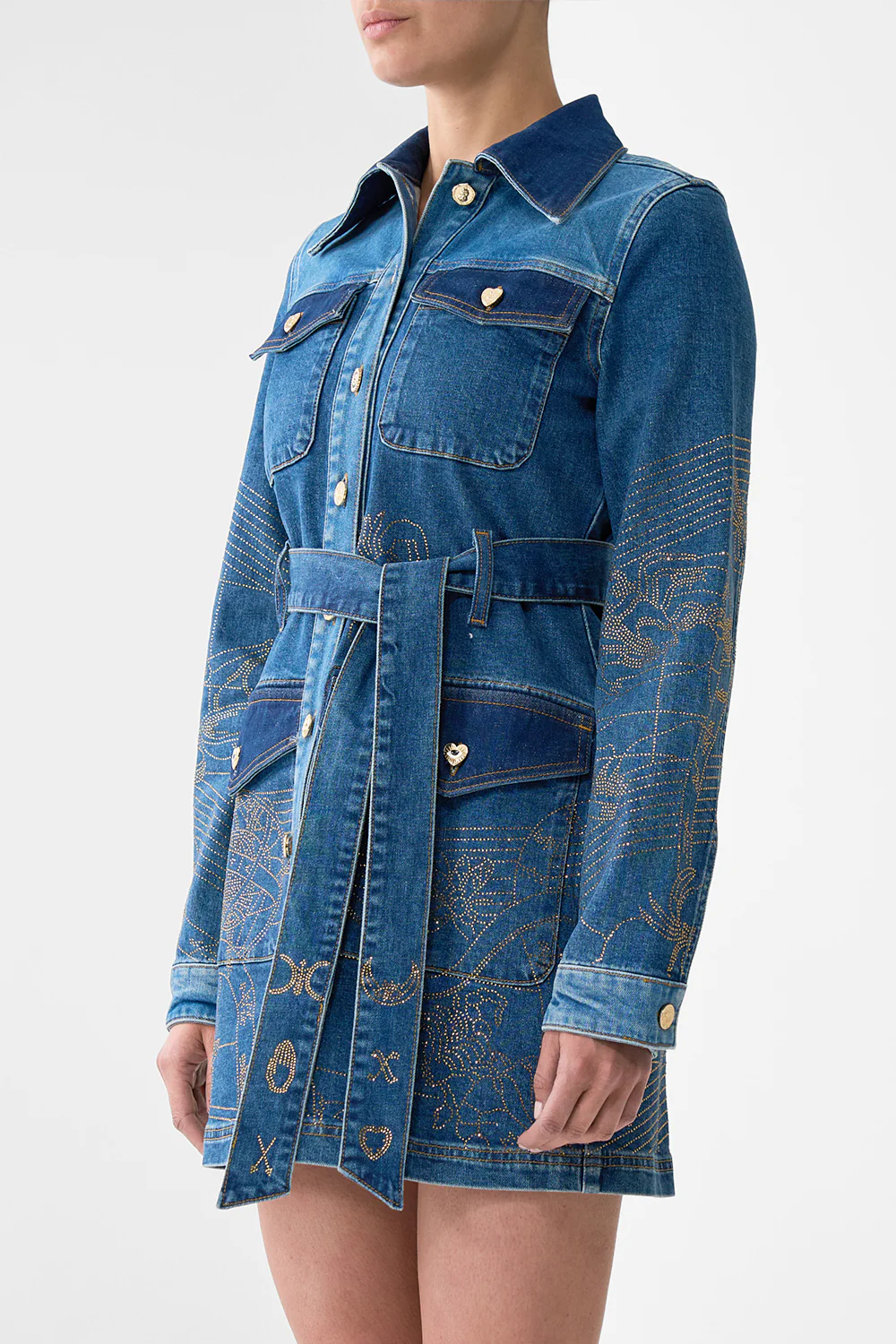 JENNA ZODIAC ZONE BELTED MINI DRESS DENIM - Image 5