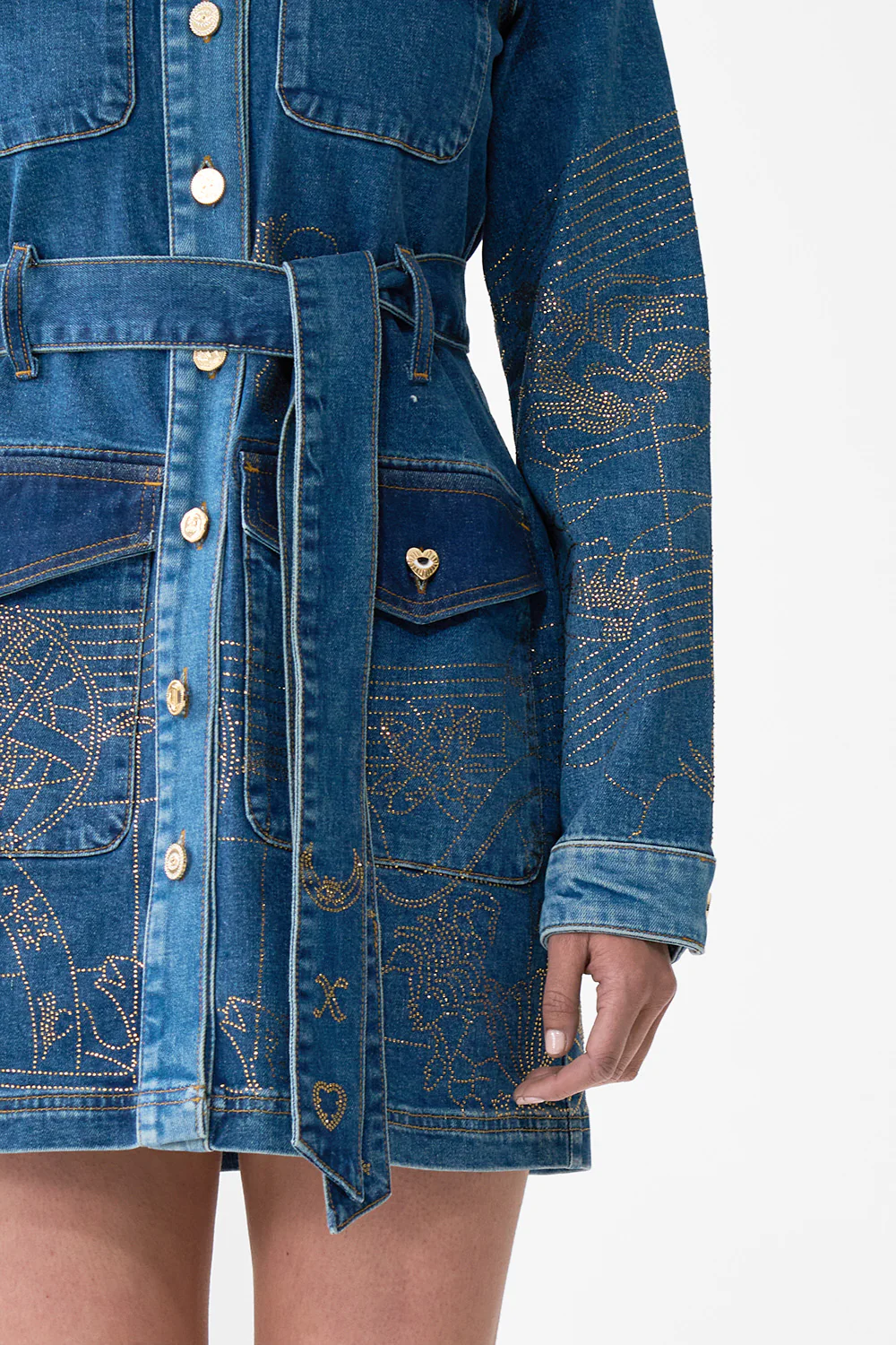JENNA ZODIAC ZONE BELTED MINI DRESS DENIM - Image 7
