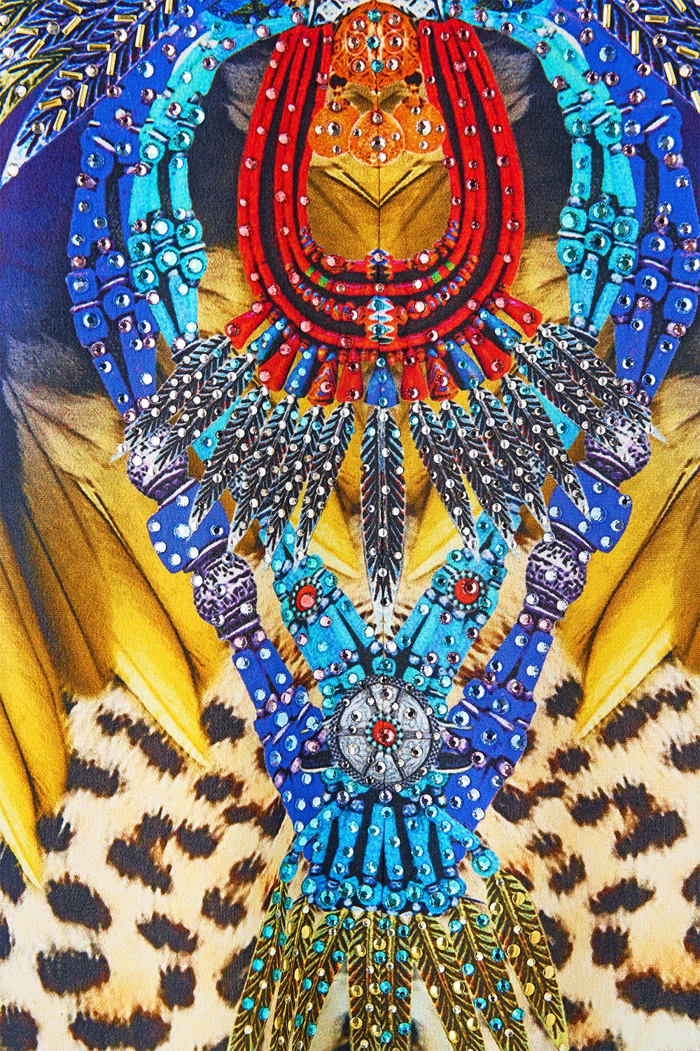 V NECK FLARED JUMPSUIT JUNGLE FLIGHT - Image 8