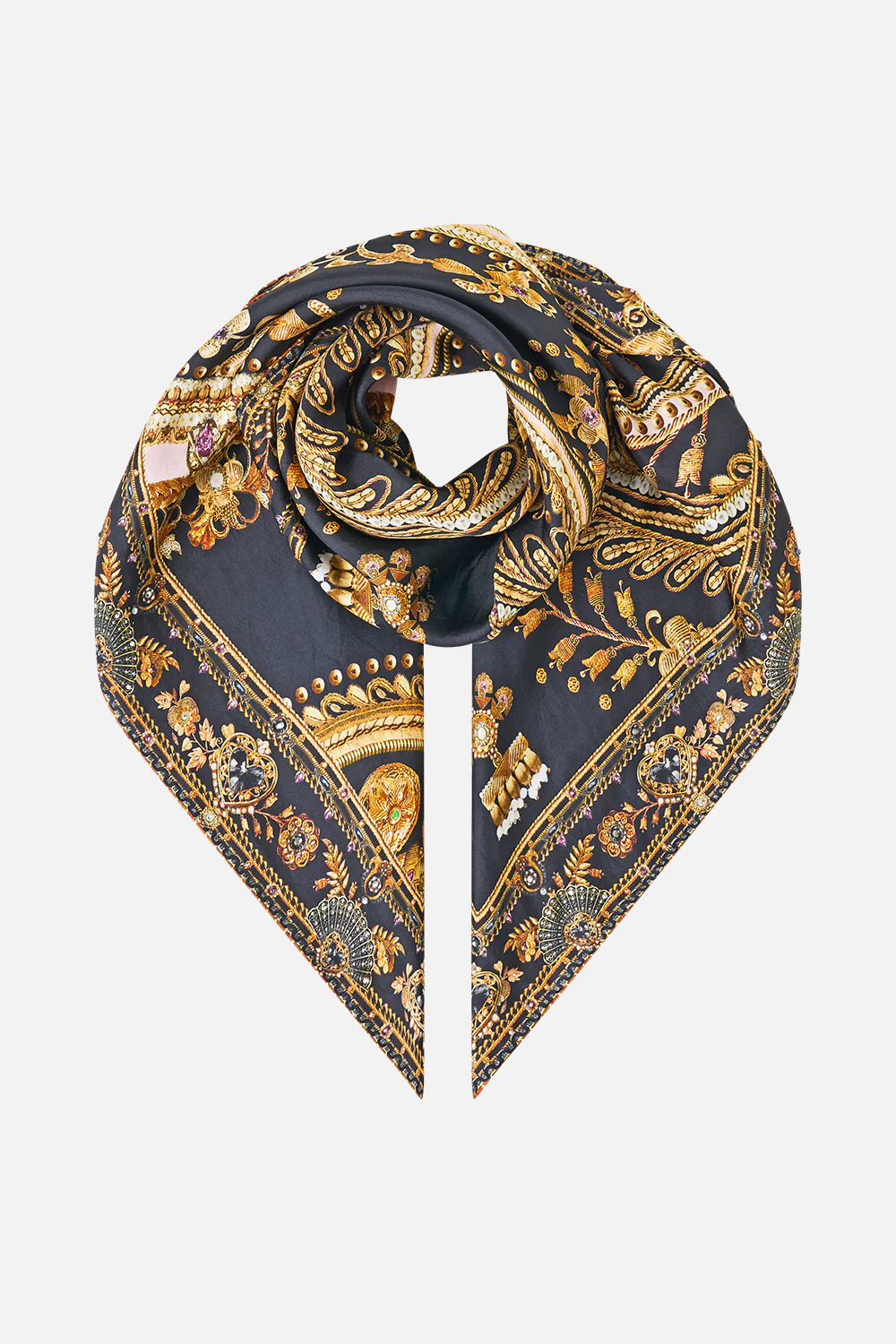 LARGE CRYSTALLED SILK SQUARE SCARF TAURUS RISING