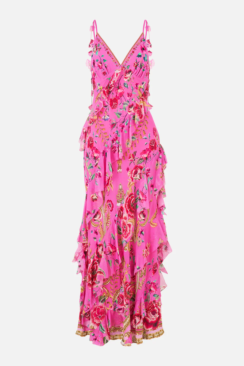 ASYMMETRICAL RUFFLE SLIP DRESS MATADORA FLORA - Image 3