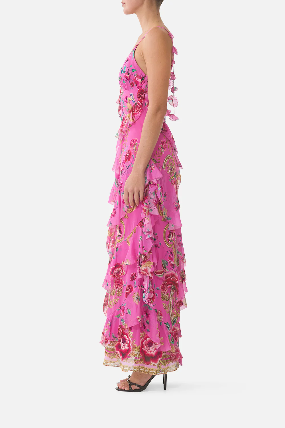 ASYMMETRICAL RUFFLE SLIP DRESS MATADORA FLORA - Image 4