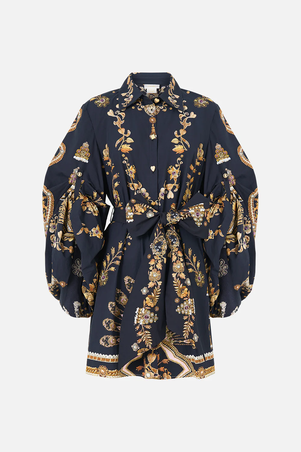 VOLUME SLEEVE SHIRT DRESS WITH TIE TAURUS RISING - Image 3